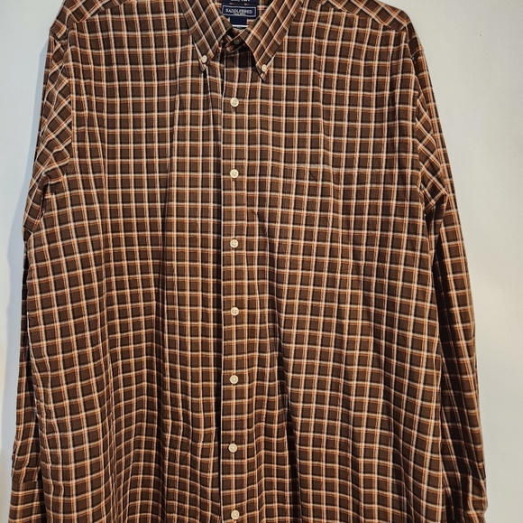 Saddlebred Tallman Men's Brown Plaid Long Sleeve Shirt 2XLT Vintage - Picture 3 of 10